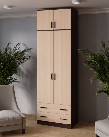 Шкаф 800 мм Лагуна с антресолью без зерк. венге/дуб (Текс) в Кировграде - kirovgrad.mebel-e96.ru