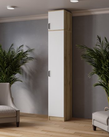 Пенал 400 мм Лагуна с антресолью делано/белый (Текс) в Кировграде - kirovgrad.mebel-e96.ru