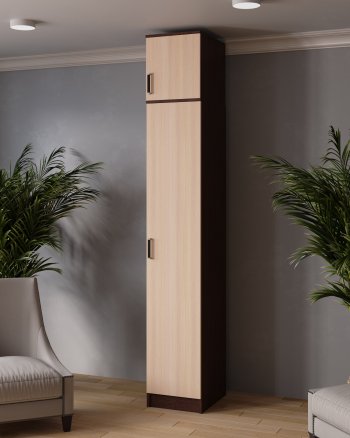 Пенал 400 мм Лагуна с антресолью венге/дуб (Текс) в Кировграде - kirovgrad.mebel-e96.ru