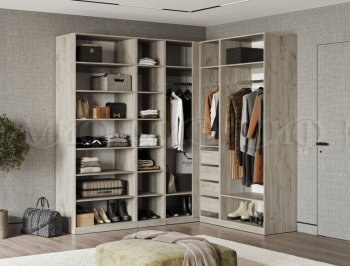 Гардеробная/шкаф 2200*1706 мм Ларго №3 дуб крафт серый/кашемир (Миф) в Кировграде - kirovgrad.mebel-e96.ru