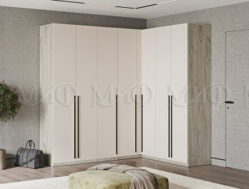 Гардеробная/шкаф 2200*1706 мм Ларго №3 дуб крафт серый/кашемир (Миф) в Кировграде - kirovgrad.mebel-e96.ru