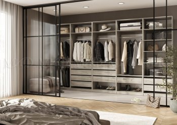 Гардеробная/шкаф 4000 мм Ларго №1 открытая дуб крафт серый (Миф) в Кировграде - kirovgrad.mebel-e96.ru