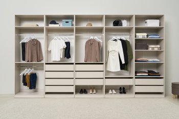 Гардеробная/шкаф 4000 мм Ларго №1 открытая Кашемир (Миф) в Кировграде - kirovgrad.mebel-e96.ru