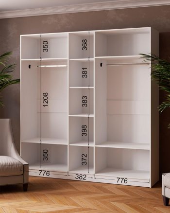 Шкаф 2000 мм Ларс с зеркалом белый (Микон) в Кировграде - kirovgrad.mebel-e96.ru