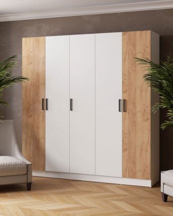 Шкаф 2000 мм Ларс без зеркал Белый/Дуб крафт (Микон) в Кировграде - kirovgrad.mebel-e96.ru