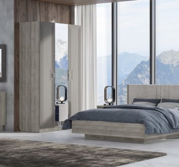 Шкаф распашной 1400 мм Лежер ШК-3103 дуб серый/холст вулканический (СанТан) в Кировграде - kirovgrad.mebel-e96.ru