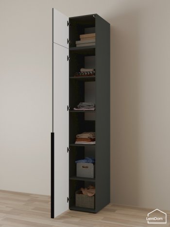 Шкаф с антресолью 400 мм Linnea MHR-1A-2 2450х400х510 (Графит-М 11.1.25) в Кировграде - kirovgrad.mebel-e96.ru