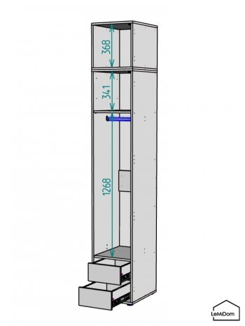 Шкаф с антресолью 400 мм Linnea MHR-1A-3 2450х400х510 (Графит-М 11.1.25) в Кировграде - kirovgrad.mebel-e96.ru