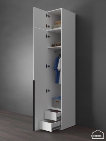 Шкаф с антресолью 400 мм Linnea MHR-1A-3 2450х400х510 (Белый-М 11.1.1) в Кировграде - kirovgrad.mebel-e96.ru