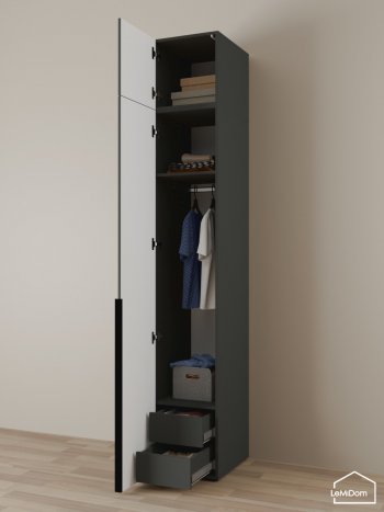 Шкаф с антресолью 400 мм Linnea MHR-1A-3 2450х400х510 (Графит-М 11.1.25) в Кировграде - kirovgrad.mebel-e96.ru