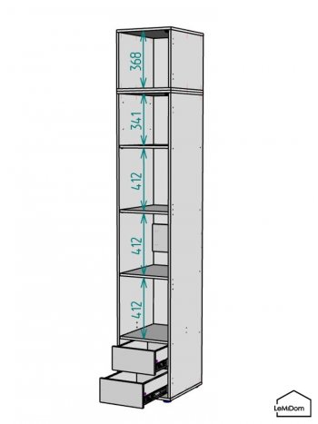 Шкаф с антресолью 400 мм Linnea MHR-1A-4 2450х400х510 (Графит-М 11.1.25) в Кировграде - kirovgrad.mebel-e96.ru