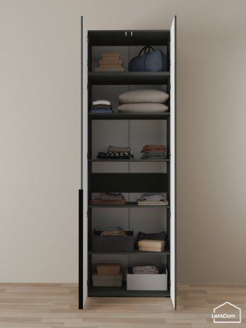 Шкаф с антресолью 800 мм Linnea MHR-2A-2 2450х800х510 (Графит-М 11.1.25) в Кировграде - kirovgrad.mebel-e96.ru