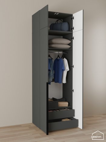 Шкаф с антресолью 800 мм Linnea MHR-2A-3 2450х800х510 (Графит-М 11.1.25) в Кировграде - kirovgrad.mebel-e96.ru