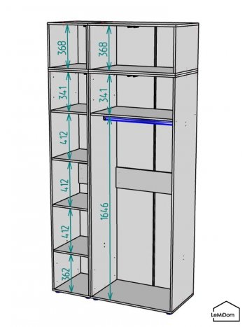Шкаф с антресолью 1200 мм Linnea MHR-3A-1 2450х1200х510 (Белый-М 11.1.2) в Кировграде - kirovgrad.mebel-e96.ru