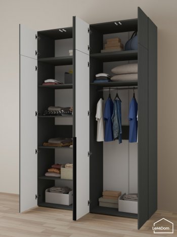 Шкаф с антресолью 1600 мм Linnea MHR-4A-1 2450х1600х510 (Графит-М 11.1.25) в Кировграде - kirovgrad.mebel-e96.ru