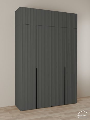 Шкаф с антресолью 1600 мм Linnea MHR-4A-1 2450х1600х510 (Графит-М 11.1.25) в Кировграде - kirovgrad.mebel-e96.ru