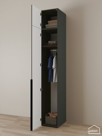 Шкаф с антресолью 400 мм Linnea MHR-1A-1 2450х400х510 (Графит-М 11.1.25) в Кировграде - kirovgrad.mebel-e96.ru