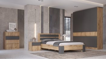 Комод 3 ящика Ленора вотан/Графит (Лин) в Кировграде - kirovgrad.mebel-e96.ru