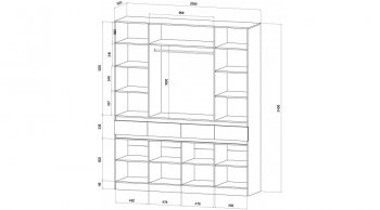 Шкаф 2000 мм 4х ств. Ленора вотан/Кашемир (Лин) в Кировграде - kirovgrad.mebel-e96.ru