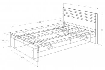 Кровать двуспальная Лиана графит (Зарон) в Кировграде - kirovgrad.mebel-e96.ru