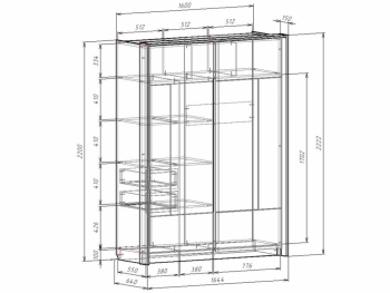 Шкаф-купе 1600 мм Либерти (Росток) в Кировграде - kirovgrad.mebel-e96.ru