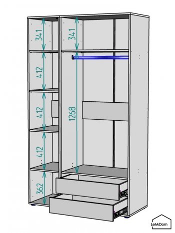 Шкаф Linnea MHR-3-2 2050х1200х510 (ДВ-М 11.1.25) в Кировграде - kirovgrad.mebel-e96.ru