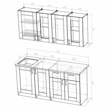 Кухонный гарнитур Лира демо 1700 мм (Герда) в Кировграде - kirovgrad.mebel-e96.ru