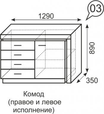 Комод Люмен №3 (ИжМ) в Кировграде - kirovgrad.mebel-e96.ru