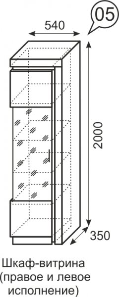 Шкаф-витрина Люмен №5 (ИжМ) в Кировграде - kirovgrad.mebel-e96.ru