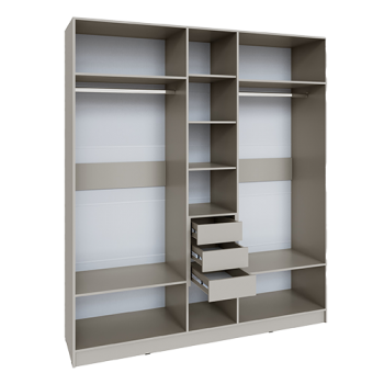 Шкаф Мадрид 2000 мм с зеркалом и ящиками, кашемир (Текс) в Кировграде - kirovgrad.mebel-e96.ru