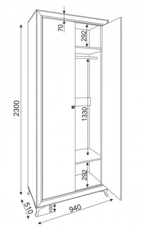 Шкаф 2-х дверный Саванна М25 (Риннер) в Кировграде - kirovgrad.mebel-e96.ru