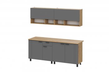 Кухонный гарнитур Монако 2000 мм графит (СВ) в Кировграде - kirovgrad.mebel-e96.ru