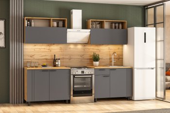 Кухонный гарнитур Монако 2000 мм графит (СВ) в Кировграде - kirovgrad.mebel-e96.ru
