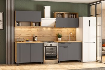 Кухонный гарнитур Монако 2000 мм графит (СВ) в Кировграде - kirovgrad.mebel-e96.ru