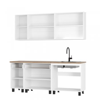 Кухонный гарнитур Монтана 2000 мм белый/графит (БТС) в Кировграде - kirovgrad.mebel-e96.ru