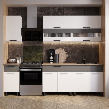 Кухонный гарнитур Монтана 2000 мм белый/графит (БТС) в Кировграде - kirovgrad.mebel-e96.ru