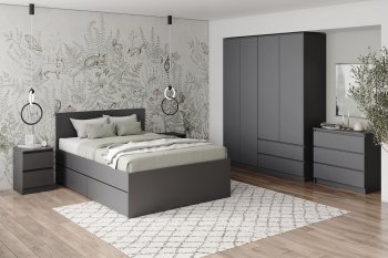 Кровать Мори 1400.1/1 с нишей, графит (ДСВ) в Кировграде - kirovgrad.mebel-e96.ru