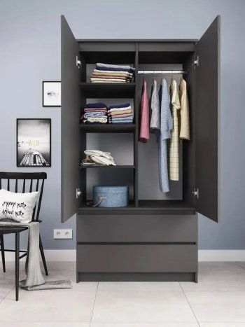 Шкаф 900 мм с антресолью Мори 900.2 графит (ДСВ) в Кировграде - kirovgrad.mebel-e96.ru