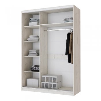 Шкаф-купе Неаполь 1500 мм с 2-мя зеркалами, крафт белый (ВНК) в Кировграде - kirovgrad.mebel-e96.ru