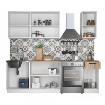 Кухонный гарнитур 1800 мм Ника Нео ателье светлый/белый (Имп) в Кировграде - kirovgrad.mebel-e96.ru