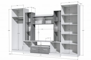 Стенка Николь-2 белый/бетонный камень(Зарон) в Кировграде - kirovgrad.mebel-e96.ru