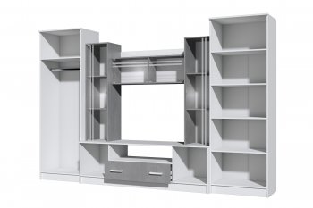 Стенка Николь-2 белый/бетонный камень(Зарон) в Кировграде - kirovgrad.mebel-e96.ru