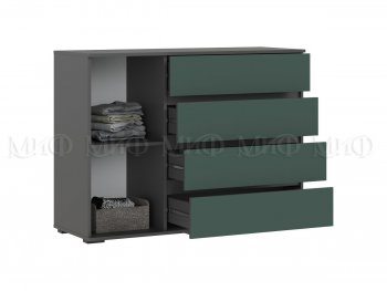 Комод 1 дверь 4 ящика (1200) Норд, графит/изумруд (Миф) в Кировграде - kirovgrad.mebel-e96.ru