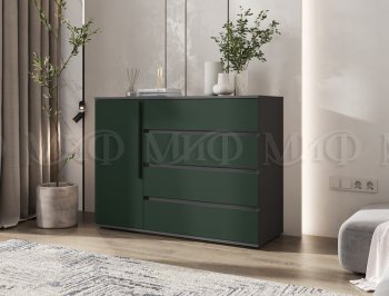 Комод 1 дверь 4 ящика (1200) Норд, графит/изумруд (Миф) в Кировграде - kirovgrad.mebel-e96.ru