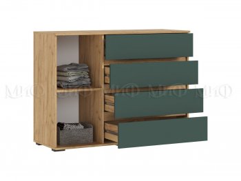 Комод 1 дверь 4 ящика (1200) Норд, крафт/изумруд (Миф) в Кировграде - kirovgrad.mebel-e96.ru