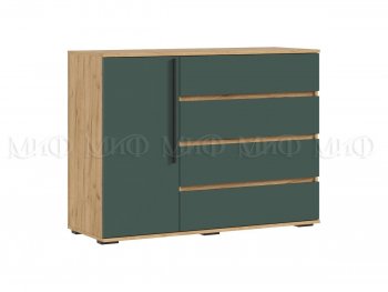 Комод 1 дверь 4 ящика (1200) Норд, крафт/изумруд (Миф) в Кировграде - kirovgrad.mebel-e96.ru