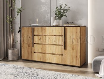 Комод 2 двери 4 ящика (1600) Норд, крафт (Миф) в Кировграде - kirovgrad.mebel-e96.ru