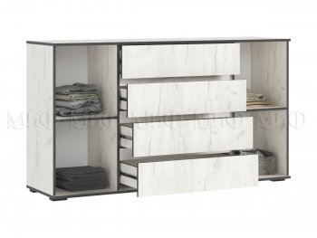 Комод 2 двери 4 ящика (1600) Норд, крафт белый (Миф) в Кировграде - kirovgrad.mebel-e96.ru