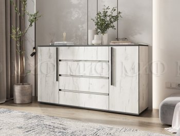 Комод 2 двери 4 ящика (1600) Норд, крафт белый (Миф) в Кировграде - kirovgrad.mebel-e96.ru