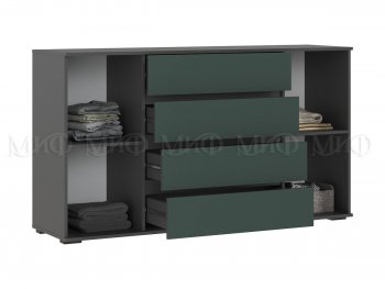 Комод 2 двери 4 ящика (1600) Норд, графит/изумруд (Миф) в Кировграде - kirovgrad.mebel-e96.ru